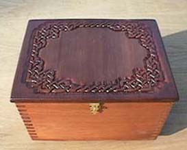 Carved Celtic knotwork box