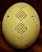 Carved cross design on ostrich egg